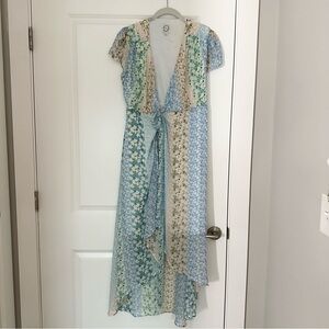 super flattering floral multicolor wrap midi dress